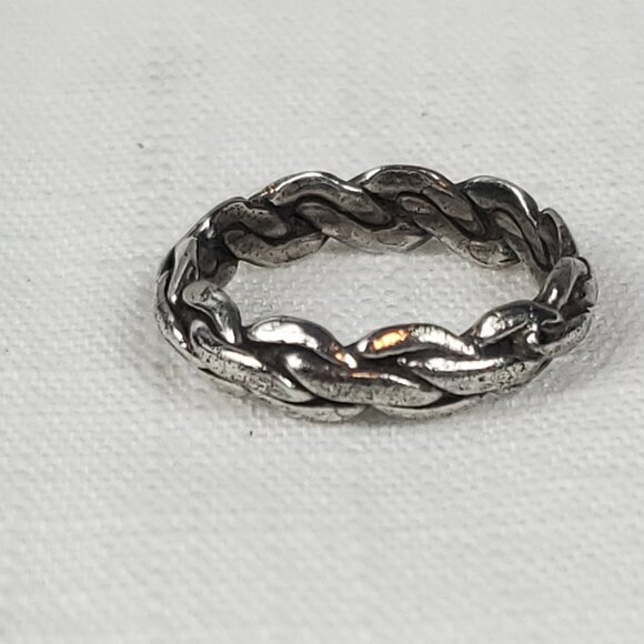Bell Trading Post 925 Sterling Silver Woven Rope Band Sz 15mm US 7.5 - Picture 4 of 11
